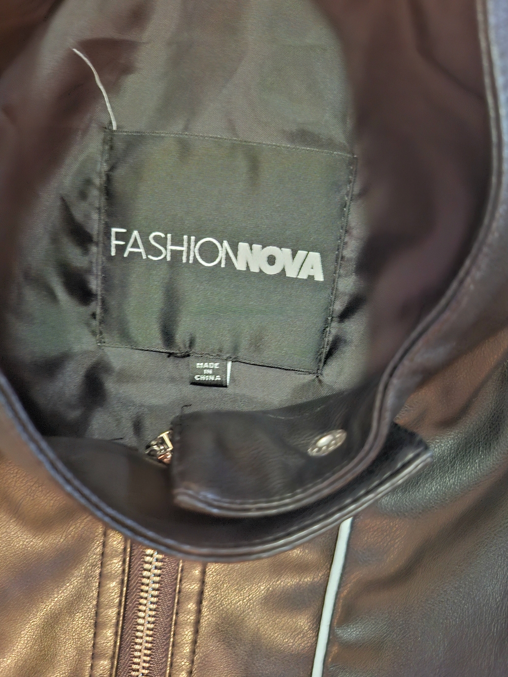 Fashion Nova Black Cropped Faux Leather Moto Bolero Jacket - Picture 4 of 4